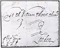 Front of 1693 letter to William Moore of London from Antigua, described when sold by Christie's Robson Lowe as the earliest known letter from the island.