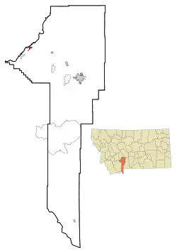 Location of Three Forks, Montana