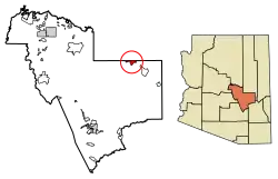 Location of Carrizo in Gila County, Arizona.