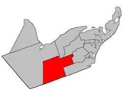 Location within Gloucester County, New Brunswick