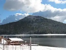 Bass Lake in December: Water levels at 35% capacity, ready for seasonal runoff.