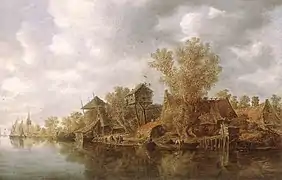 Village at the River (1636), oil on panel, 39,5 x 60&nbsp;cm., Alte Pinakothek
