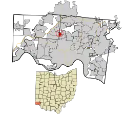 Location in Hamilton County and the state of Ohio