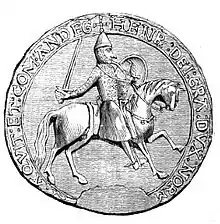 Great Seal of Henry II of England, showing the king as an armed horseman, c. 1154.