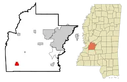 Location of Utica, Mississippi