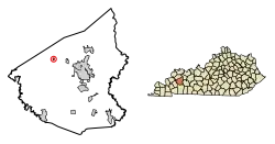 Location of Nebo in Hopkins County, Kentucky.