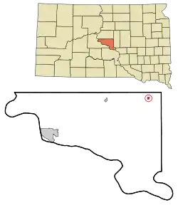 Location in Hughes County and the state of South Dakota