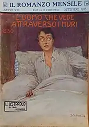 Riccardo Salvadori, regular illustrator for Il Romanzo Mensile magazine, illustrates the Italian version of Guy de Téramond's L'Homme qui voit à travers les murailles&nbsp;[fr].