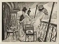 Drypoint, reproduced as an etching, Souvenir of a Ball on Shipboard, 1876