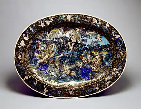 Enamel painting: Apollo and the Muses by Jean de Court