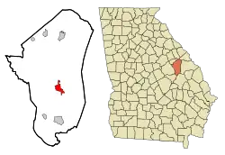 Location in Jefferson County and the state of Georgia