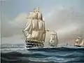 John O'Brien, Flagship Wellesley and Squadron Leaving Halifax Harbour, 1850