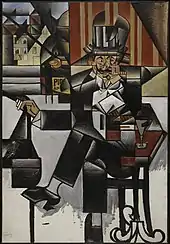 Juan Gris, 1912, Man in a Café, oil on canvas, 127.6 × 88.3 cm, Philadelphia Museum of Art