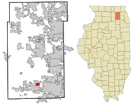 Location in Kane County and the state of Illinois.