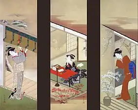 Women in Seasons of Snow, Moon and Flower by Katsukawa Shunshō, Important Cultural Property