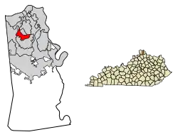 Location of Crestview Hills in Kenton County, Kentucky.