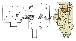 Location of Dalzell in Bureau County, Illinois.