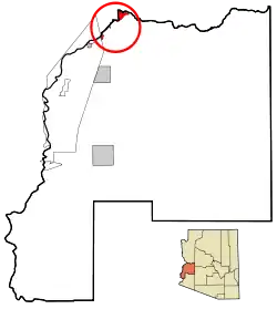 Location in La Paz County and the state of Arizona