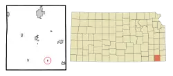 Location within Labette County and Kansas