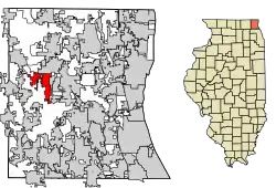 Location of Round Lake in Lake County, Illinois.