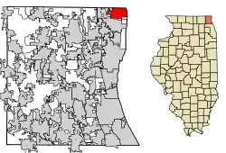Location of Winthrop Harbor in Lake County, Illinois.