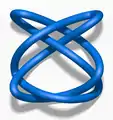 Three-twist knot
(
n
x
,
n
y
,
n
z
)
=
(
3
,
2
,
7
)
{\displaystyle (n_{x},n_{y},n_{z})=(3,2,7)}
(
ϕ
x
,
ϕ
y
)
=
(
0.7
,
0.2
)
{\displaystyle (\phi _{x},\phi _{y})=(0.7,0.2)}