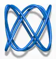 Square knot
(
n
x
,
n
y
,
n
z
)
=
(
3
,
5
,
7
)
{\displaystyle (n_{x},n_{y},n_{z})=(3,5,7)}
(
ϕ
x
,
ϕ
y
)
=
(
0.7
,
1.0
)
{\displaystyle (\phi _{x},\phi _{y})=(0.7,1.0)}