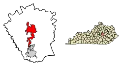 Location of Richmond in Madison County, Kentucky.