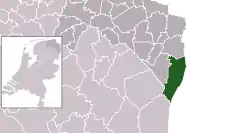 Highlighted position of Vlagtwedde in a municipal map of Groningen