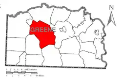 Location of Center Township in Greene County