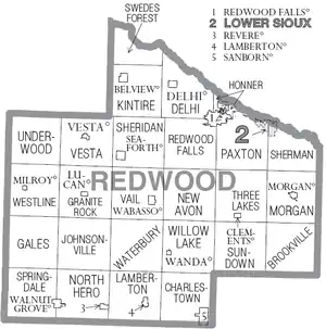 Cities and townships of Redwood County