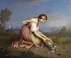 Kneeling girl, pouring out a basket of flowers, 1841