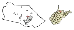 Location of Barrackville in Marion County, West Virginia.