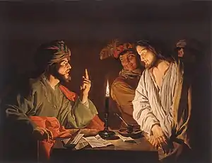 Matthias Stom's depiction of Jesus before Caiaphas, c. 1630