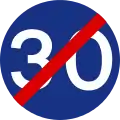 End of compulsory minimum speed 30 Km/h