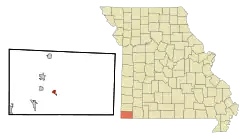 Location within McDonald County and Missouri