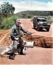 Image 5A soldier with France's 11th Marine Artillery Regiment during military exercises in the Central African Republic in 1992 (from History of the Central African Republic)