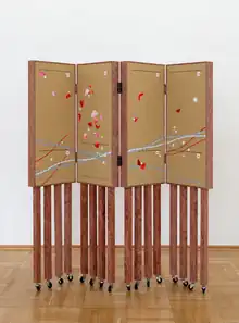 Miao Ying, Prototype #3, folding screen, wood, oil on canvas 165 x 160 x 7 cm, 2018