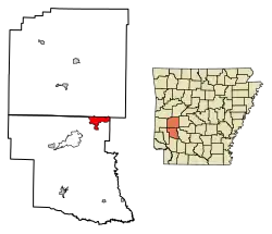 Location in Montgomery County and Pike County, Arkansas