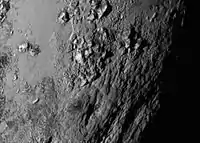 Tenzing Montes on Pluto(closeup; 14 July 2015).