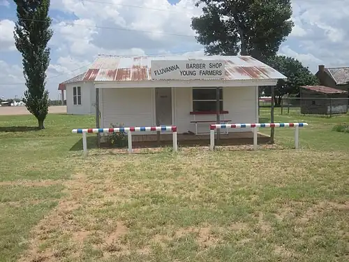 The barbershop in Fluvanna, Texas, was restored in 2010 as part of a pioneer village in Snyder in Scurry County in West Texas.