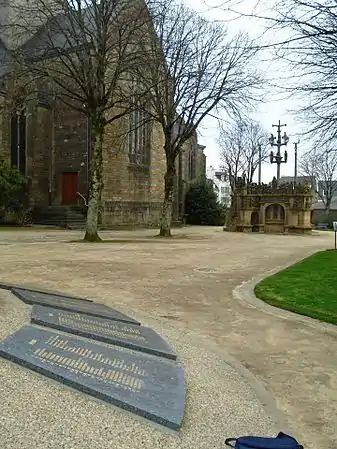 A view across to the Calvary from the Plougastel-Daoulas War Memorial