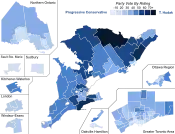 Support for Conservative Party candidates by riding