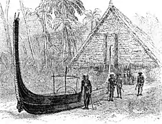 Woodcut illustration of a tomako stored in a paele (c. 1889)