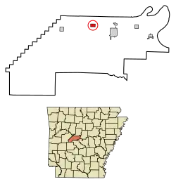 Location of Adona in Perry County, Arkansas.