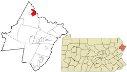 Location in Pike County and the state of Pennsylvania.