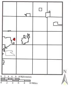 Location in Portage County showing former village boundaries