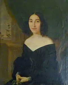 Hortense Poelaert (1815-1900), sister of the architect Joseph Poelaert and wife of Eugène van Dievoet (1804-1858), oil painting by Ignace Brice, 1840. (71&nbsp;cm x 85&nbsp;cm)