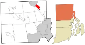 Location in Providence County and the state of Rhode Island.