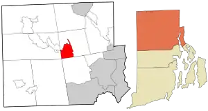 Location in Providence County and the state of Rhode Island.